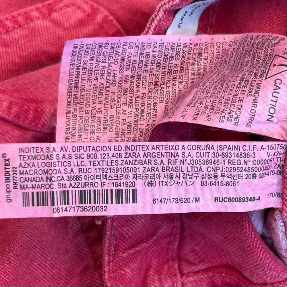 Zara pink denim Jean strapless mini dress Barbie Sz M - Picture 14 of 17